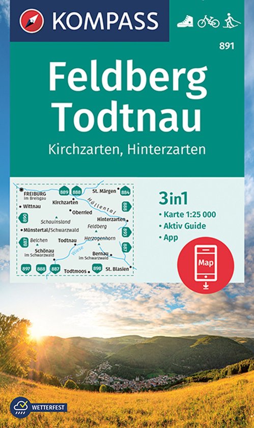 KOMPASS WK 891 Wandelkaart  Feldberg, Todtnau, Kirchzarten, Hinterzarten 1:25.000