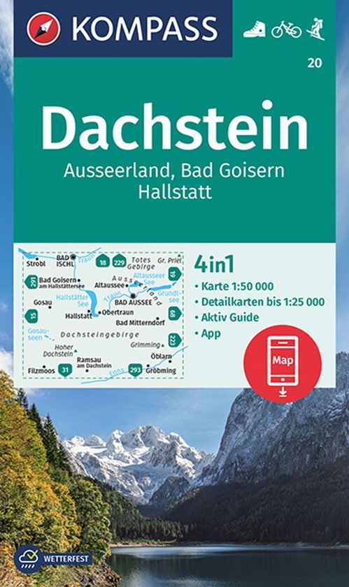 KOMPASS WK 20 Wandelkaart Dachstein, Ausseerland, Bad Goisern, Hallstatt 1:50.000