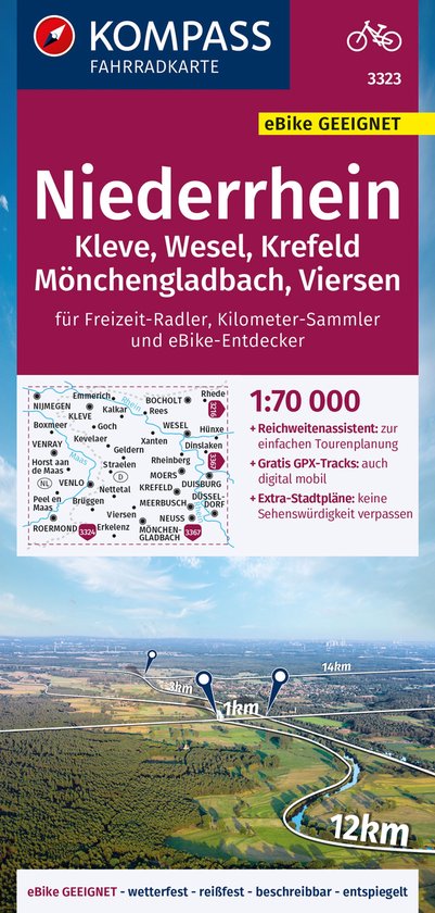 KOMPASS Fahrradkarte 3323 Fietskaart Niederrhein 1:70.000