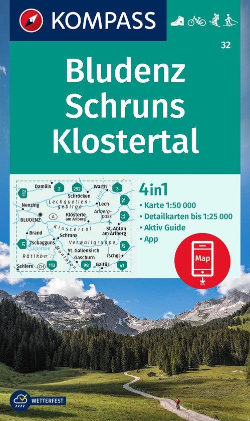 KOMPASS WK 32 Wandelkaart Bludenz-Schruns 1:50.000