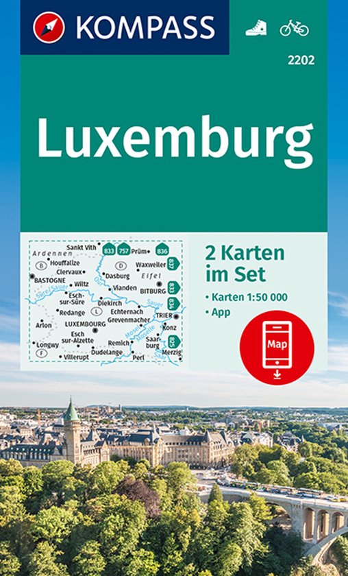 KOMPASS WK-Set 2202 Wandelkaart Luxemburg (2 Karten) 1:50.000