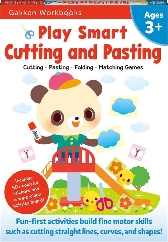 Play Smart Cutting and Pasting Age 3+: Preschool Activity Workbook with Stickers for Toddlers Ages 3, 4, 5: Build Strong Fine Motor Skills