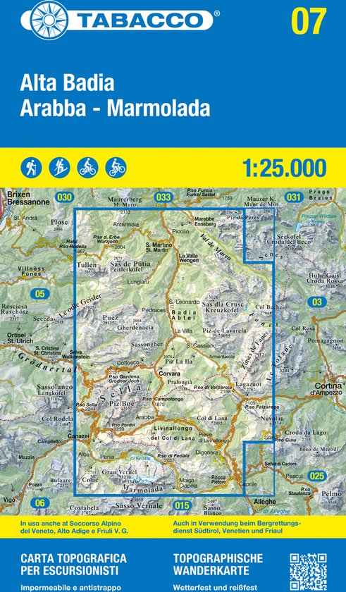 Alta Badia - Arabba Marmolada (blad 07) 1:25 000