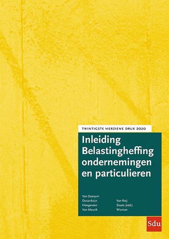 Inleiding Belastingheffing ondernemingen en particulieren. 2020