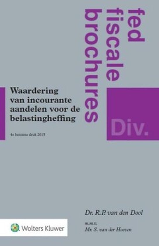 Fed's fiscale brochures  -   Waardering van incourante aandelen voor belastingheffing