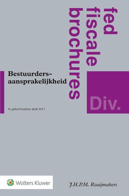 Fed fiscale brochures  -   Bestuurdersaansprakelijkheid