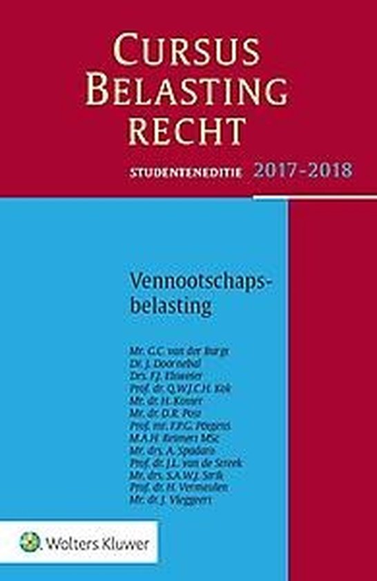 Cursus Belastingrecht Vennootschapsbelasting Studenteneditie 2017-2018