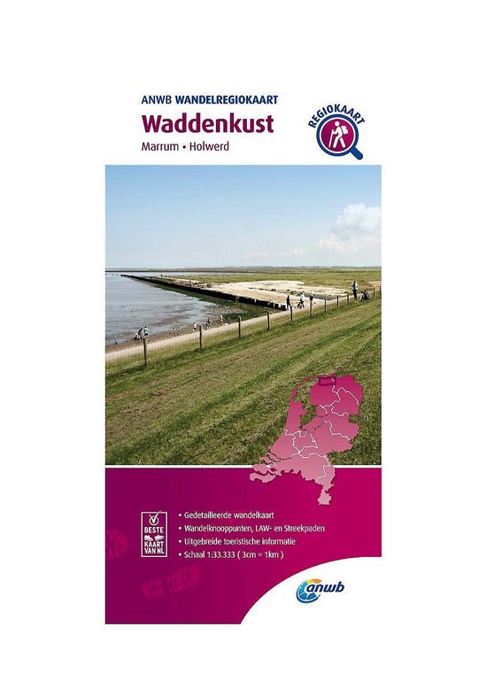 ANWB Wandelregiokaart  -   Wandelregiokaart Waddenkust 1:33.333