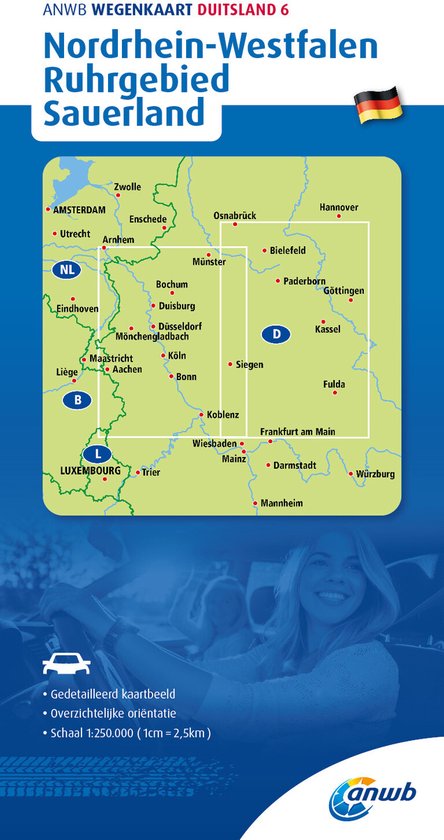 Wegenkaart- North Rhine-Westphalia / Ruhr Area / Sauerland road map