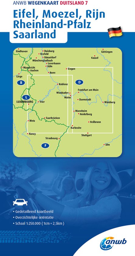 ANWB wegenkaart - ANWBWegenkaart Duitsland 7. Eifel/Moezel/Rijn/Rheinland-Pfalz/Saarland