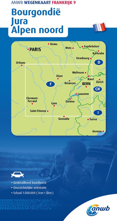 Wegenkaart- Burgundy, Jura, Northern Alps road map