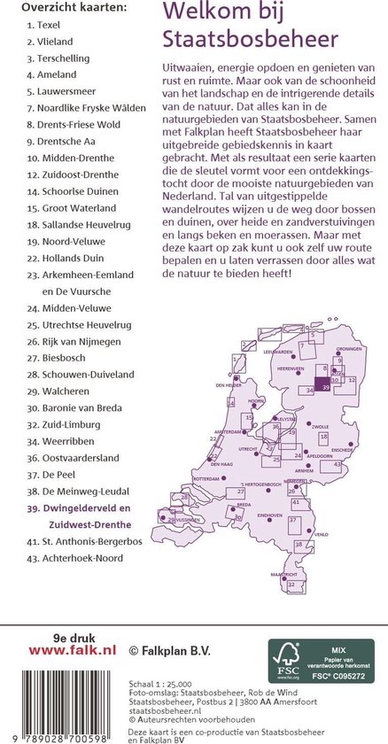 Wandelkaart 39 Dwingelderveld en Zuidwest Drenthe