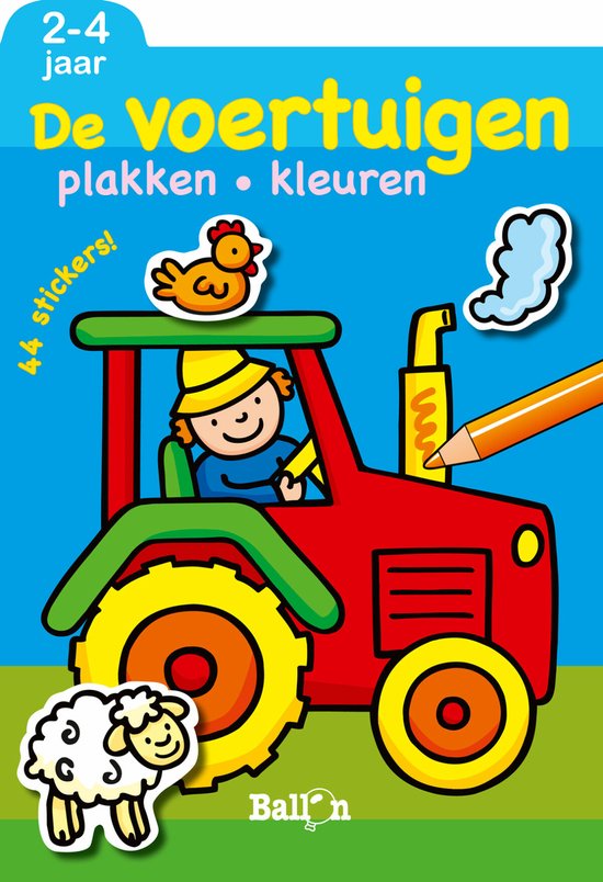 Plakken en kleuren 1 - De voertuigen 2-4 jaar