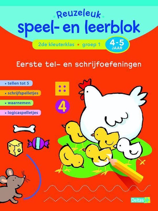 Reuzeleuk speel- en leerblok Eerste tel- en schrijfoefeningen; 2de kleuterklas; Groep 1; 4-5 jaar