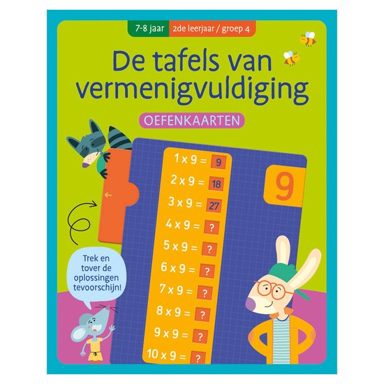 De tafels van vermenigvuldiging (7-8 j.) - 2de leerjaar/groep 4 Oefenkaarten