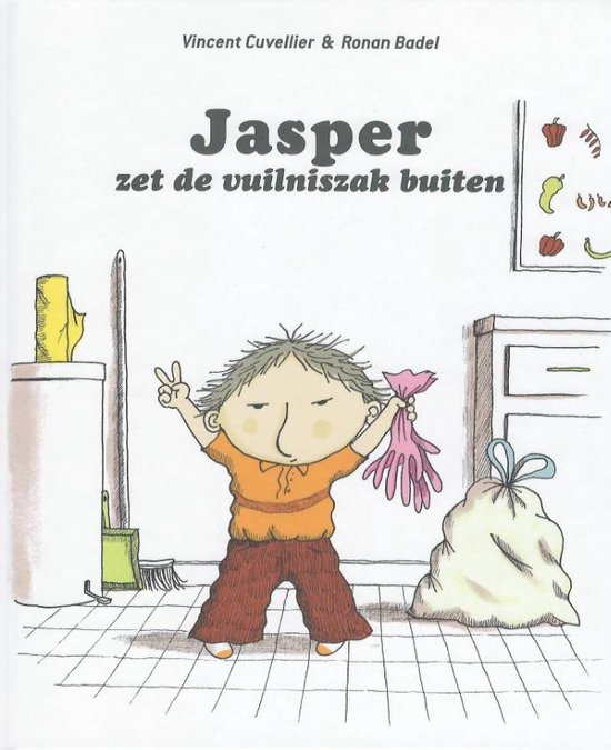 Jasper zet de vuilniszak buiten