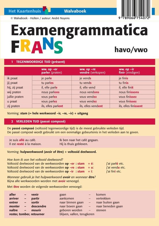 Taalkaarten Walvaboek - Examengrammatica Frans havo/vwo B1-B2