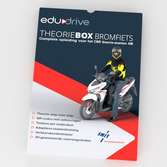 Edudrive Theoriebox Bromfiets 2024 AM Theorieboek + Online CBR Examentraining + Online Theorie 4 Maanden Online toegang! 25 Talen