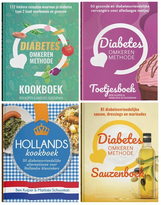 Diabetes Omkeren Methode Kookboek & Toetjesboek & Hollands Kookboek & Sauzenboek Combinatie Aanbieding