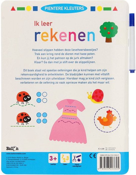 Pientere kleuters (wipe & clean) 1 - Ik leer rekenen 3+