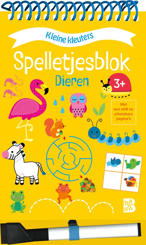 Kleine Kleuters 1 - Spelletjesblok met viltstift 3+ Dieren