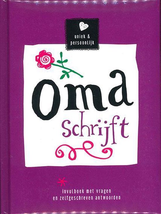 Oma schrijft - Invulboek met vragen en zelfgeschreven antwoorden - Paars -  15,5 x 20,5 x 1,5 cm