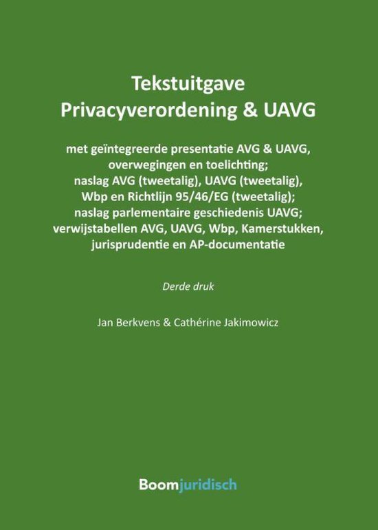 Tekstuitgaven  -   Tekstuitgave Privacyverordening & UAVG