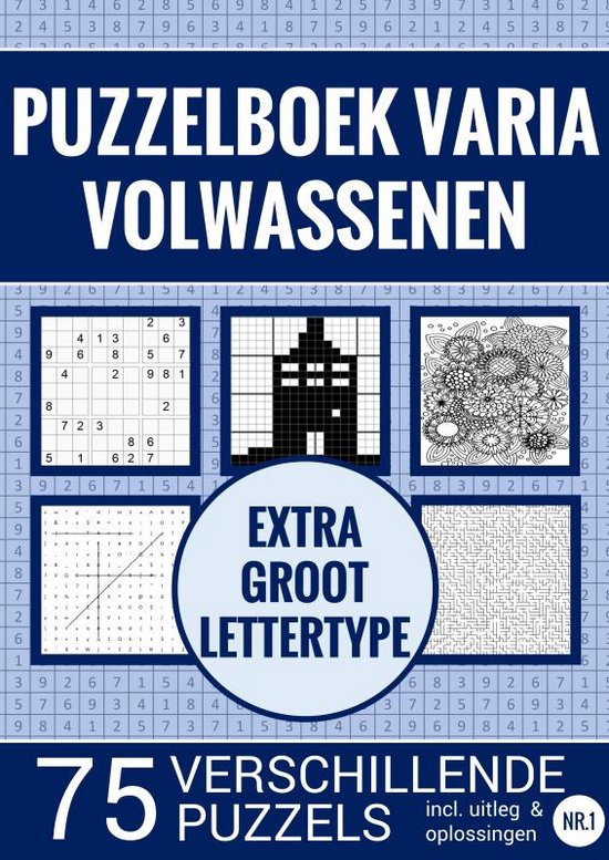 Puzzelboek Varia voor Ouderen, Slechtzienden, Senioren, Opa en Oma - Extra Groot, Type XL/XXL