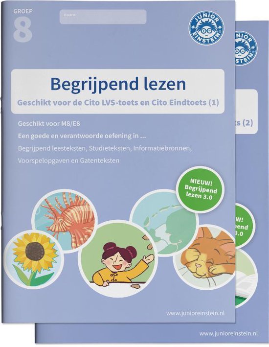 Begrijpend lezen Oefenboeken Set groep 8 M8/E8 Delen 1 en 2