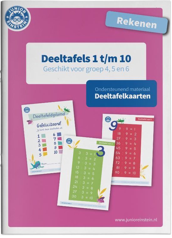 Deeltafelkaarten 1 t/m 10 rekenen geschikt voor groep 4, 5 en 6