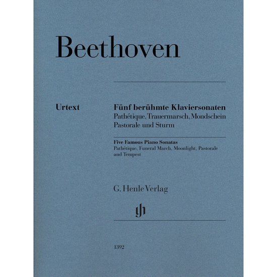 Fünf berühmte Klaviersonaten op. 13, op. 26, op. 27 Nr. 2, op. 28 und op. 31 Nr. 2