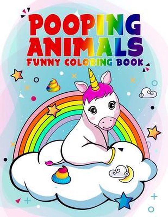 Pooping Animals Funny Coloring Book