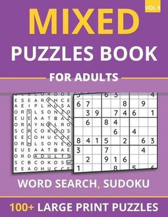 Mixed Puzzles Book- Mixed Puzzles Book For Adults - Word Search, Sudoku